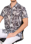 Black White Floral Linen Blend Shirt