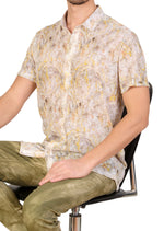 Beige Paisley Linen Blend Shirt