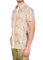 Beige Paisley Linen Blend Shirt