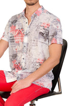 White Floral Linen Blend Shirt