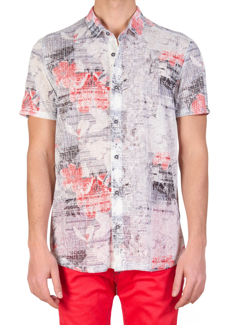 White Floral Linen Blend Shirt