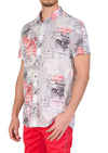 White Floral Linen Blend Shirt