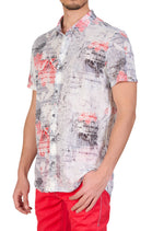 White Floral Linen Blend Shirt