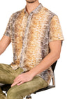 Yellow Snake Linen Blend Shirt
