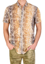 Yellow Snake Linen Blend Shirt