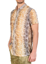 Yellow Snake Linen Blend Shirt