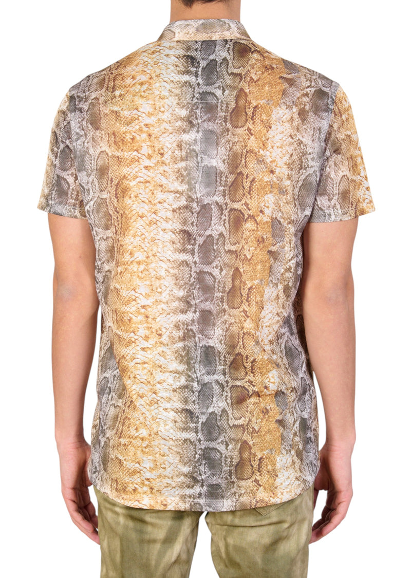 Yellow Snake Linen Blend Shirt