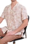 Brown Beige Floral Cotton Shirt