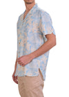 Blue Beige Floral Cotton Shirt