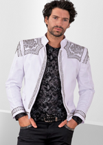 White Silver "Luxe" Studded Jacket