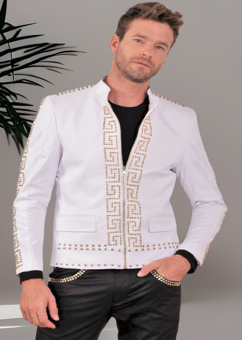 White Gold "Meander" Studded Jacket