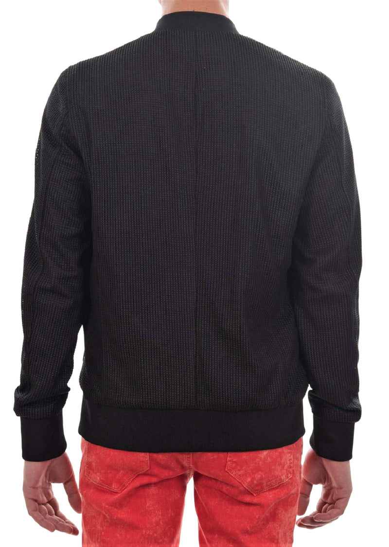 Black Micro Weaved Knit Jacket