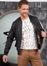 Black Emboss Paisley Jacquard Jacket