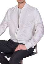 White Sheer Web Bomber Jacket