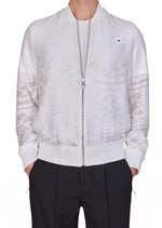 White Sheer Web Bomber Jacket