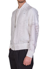 White Sheer Web Bomber Jacket