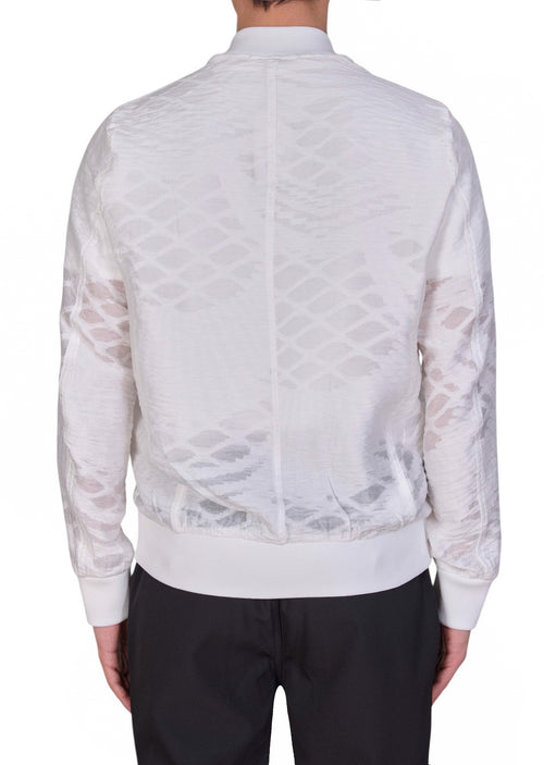 White Sheer Web Bomber Jacket