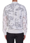 White Sheer Abstract Bomber Jacket