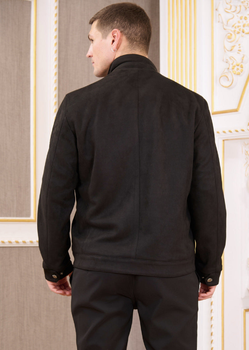 Black Zipper Suede Biker Jacket – MONDO Menswear