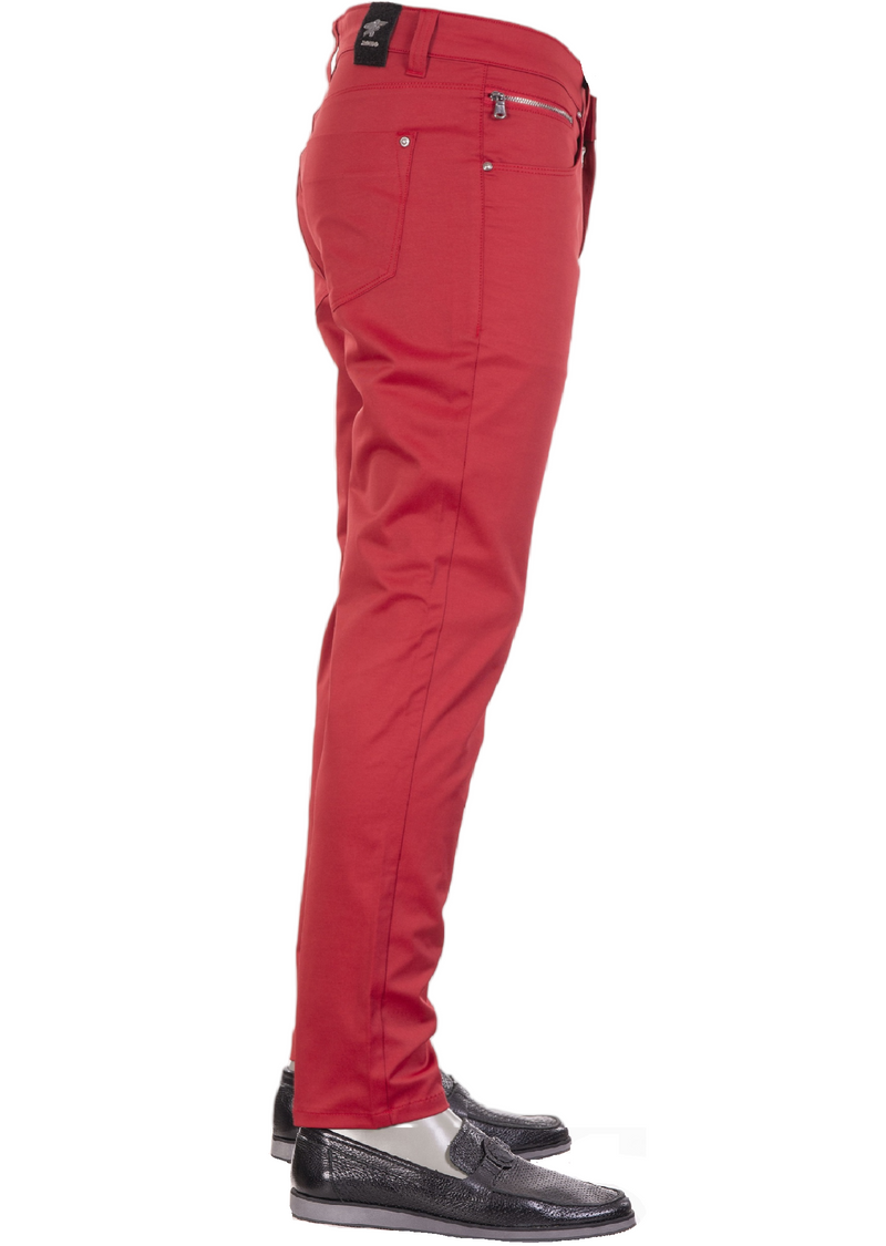 Red Triple Zipper Tech Pants