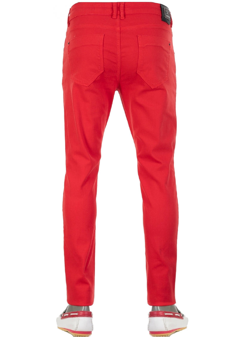 Red Casual Slim Fit Jeans