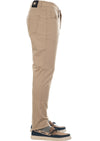 Beige Buckle Tech Cotton Pants