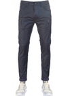 Navy Vertical Zipper Waxed Pants