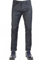 Navy Eyelit Detailed Waxed Pants