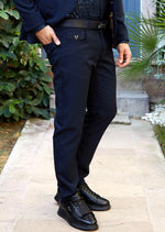 Navy "V-metal 2" Tech Pants