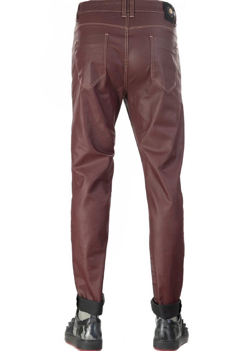 Burgundy Gold Luxe Waxed Pants