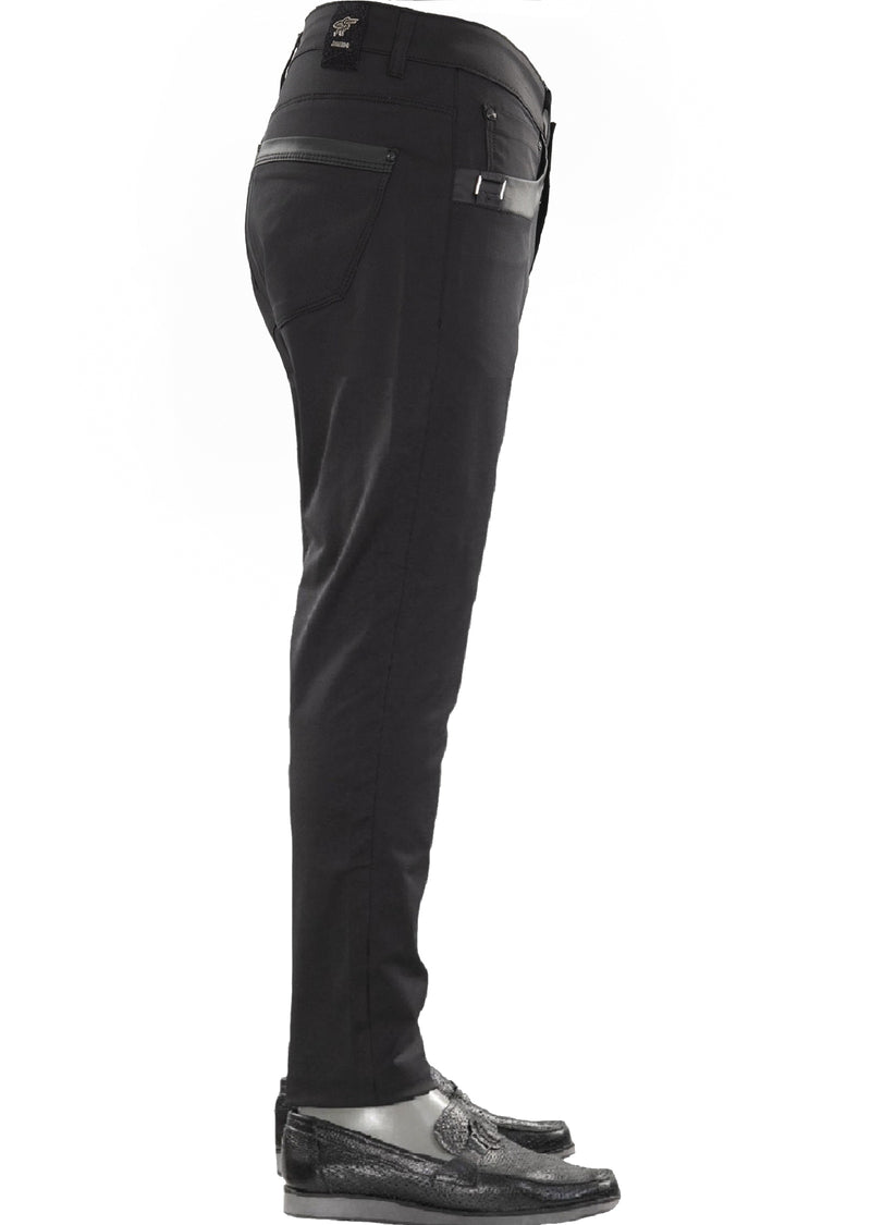 Black Square Buckle Tech Pants