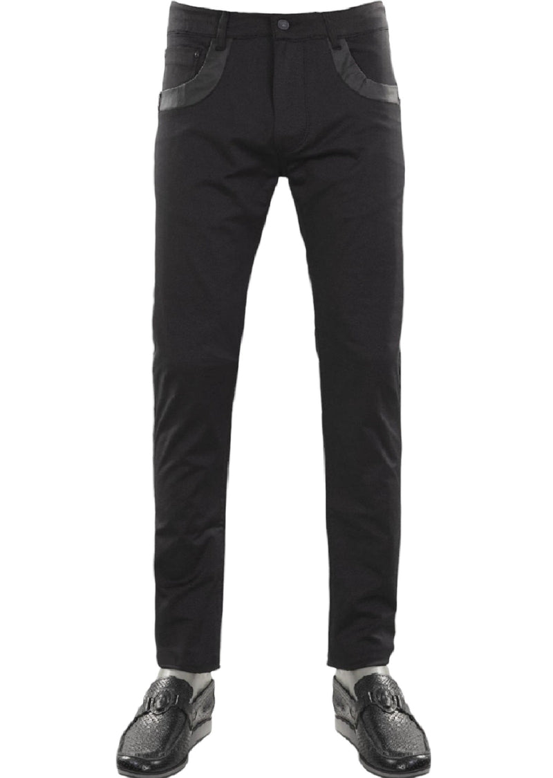 Black Square Buckle Tech Pants