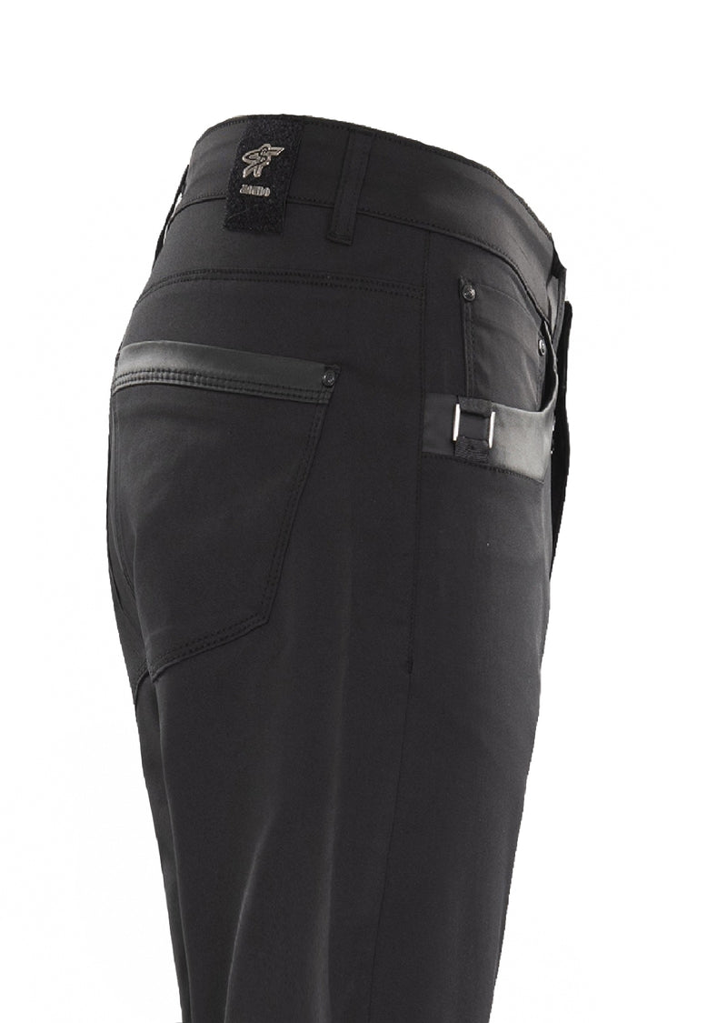 Black Square Buckle Tech Pants