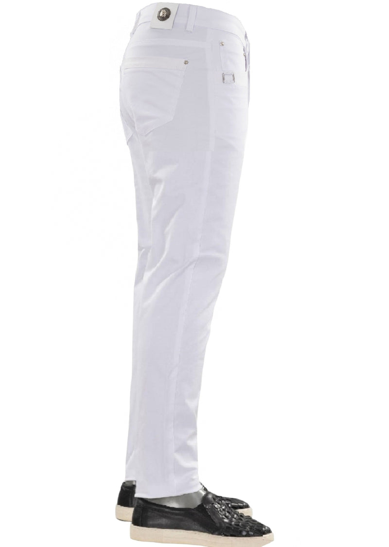 White Square Buckle Tech Pants