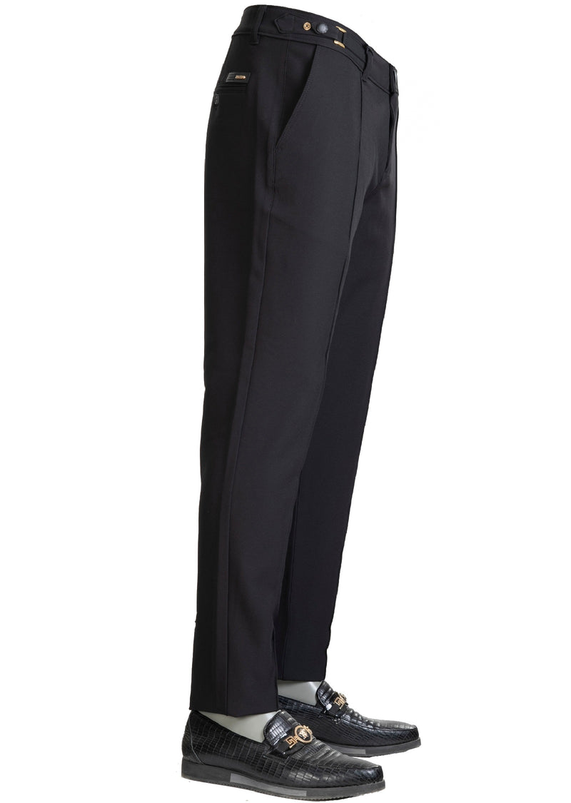 Black Gold Buckle Seamed Pants MONDO Menswear Black Gold Buckle Seamed Pants MONDO Menswear