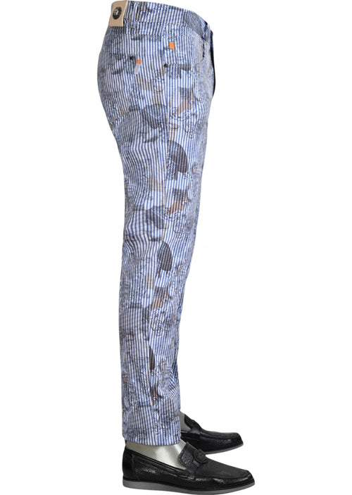 Blue Stripe Heritage Print Pants
