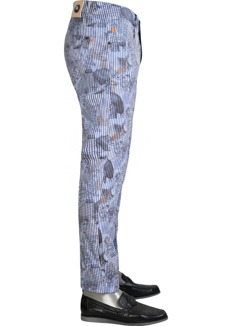 Blue Stripe Heritage Print Pants