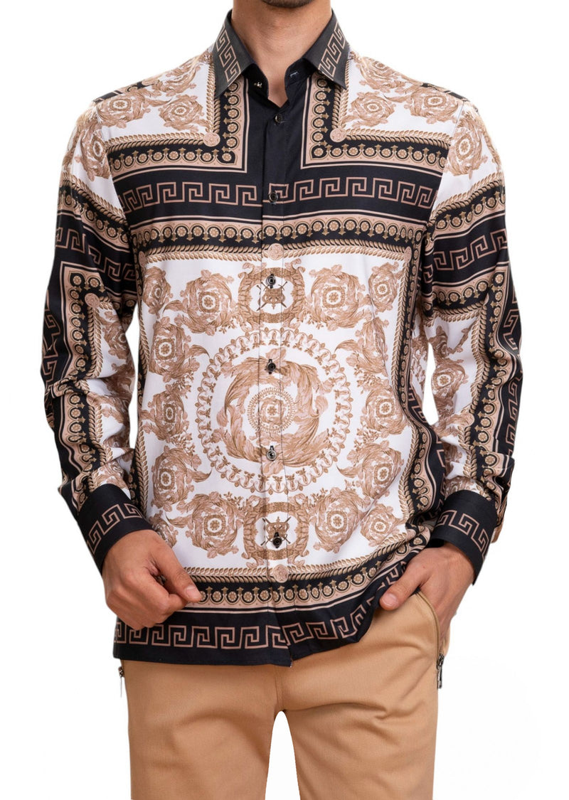 Black Brown Baroque Silky Shirt