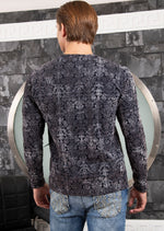 Black Gray Baroque Flocked Sweater