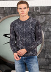 Black Gray Baroque Flocked Sweater