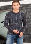 Black Gray Baroque Flocked Sweater