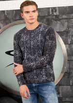 Black Gray Baroque Flocked Sweater