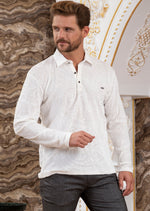 Beige Paisley Embossed Velour Polo