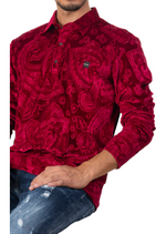 Burgundy Paisley Velour Polo