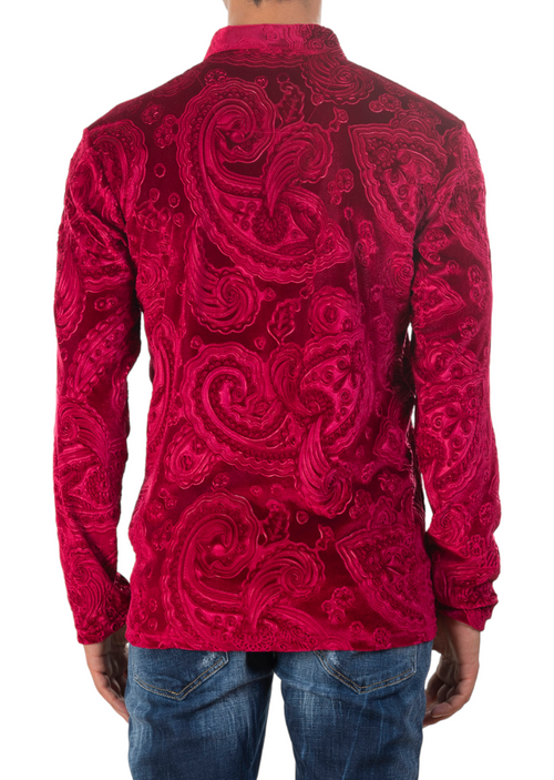 Burgundy Paisley Velour Polo