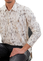 White Gold Brushstroke Knit Polo