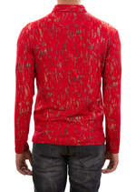 Red Gold Brushstroke Knit Polo