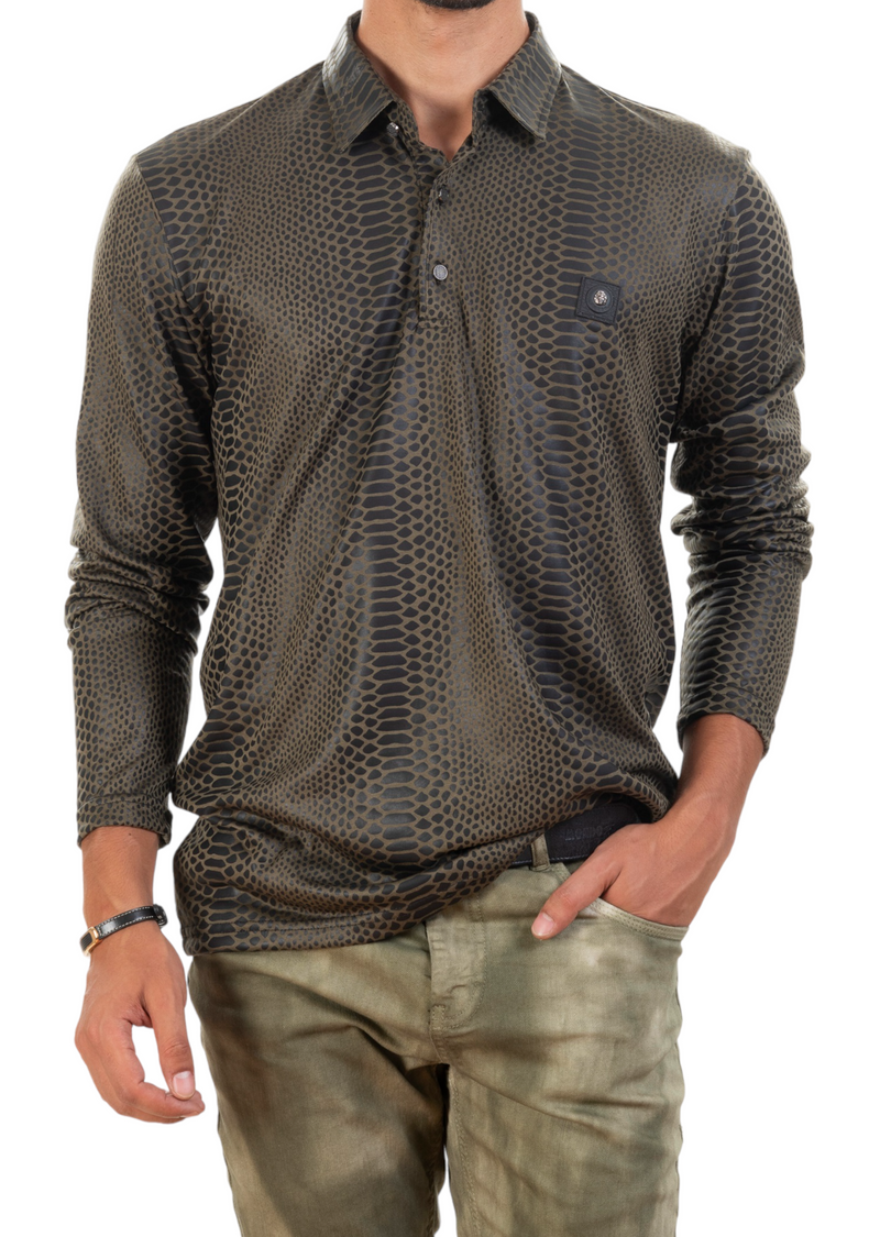Green Alligator Tech Long Sleeve Polo