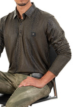 Green Alligator Tech Long Sleeve Polo