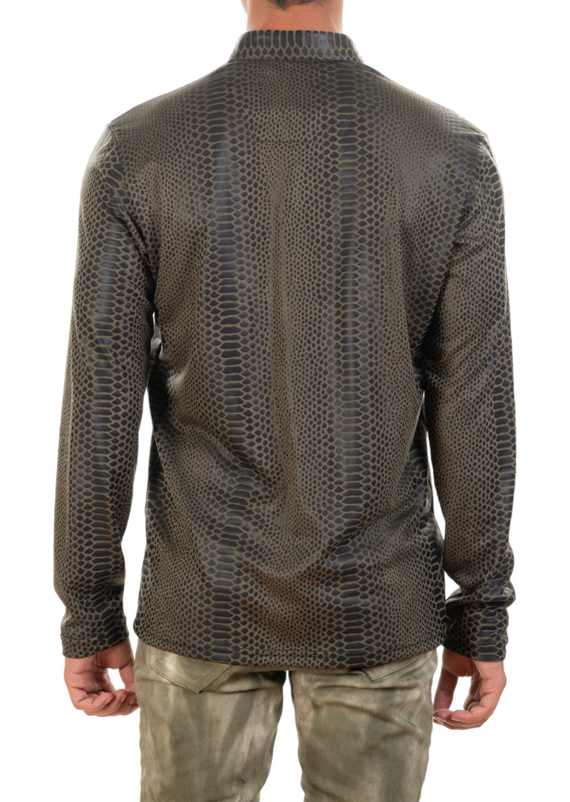 Green Alligator Tech Long Sleeve Polo